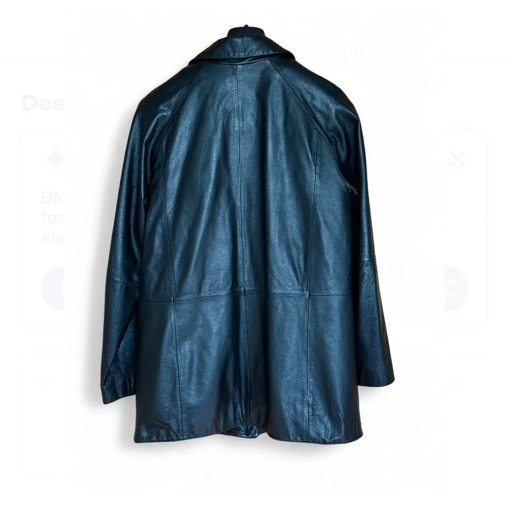 Worthington Black Leather Jacket Collared Zip Insulation Size M 90’s Grunge